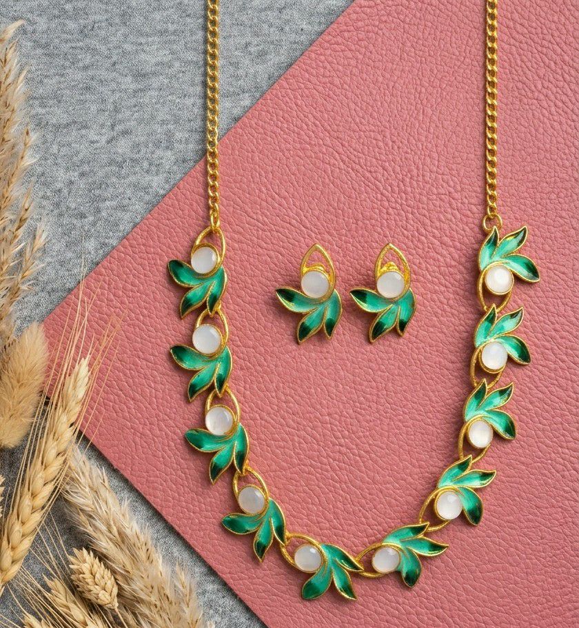 Gold Plated Meenakari Flower Necklace Set for Women | Adjustable Necklace with Earrings | Traditional & Western Jewellery | N-19