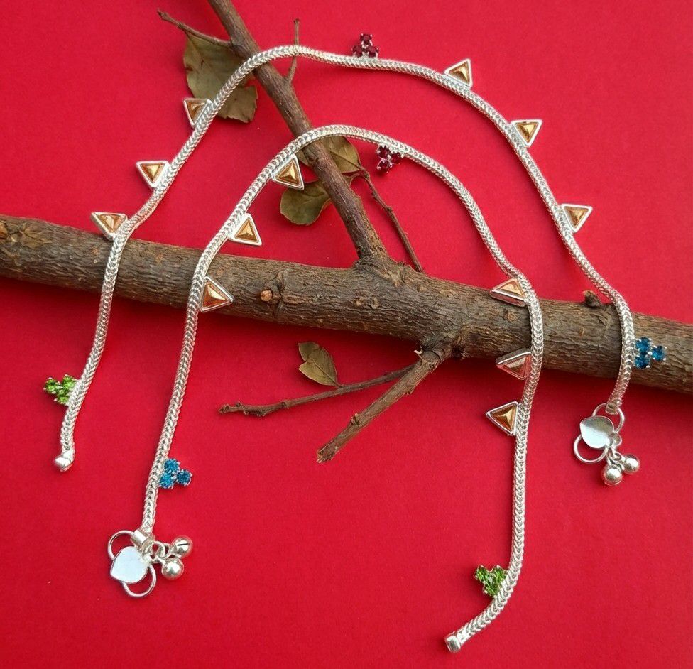 Silver Plated American Diamond Anklet for Women | Brass Payal | Elegant Big Size Anklet | PL-1
