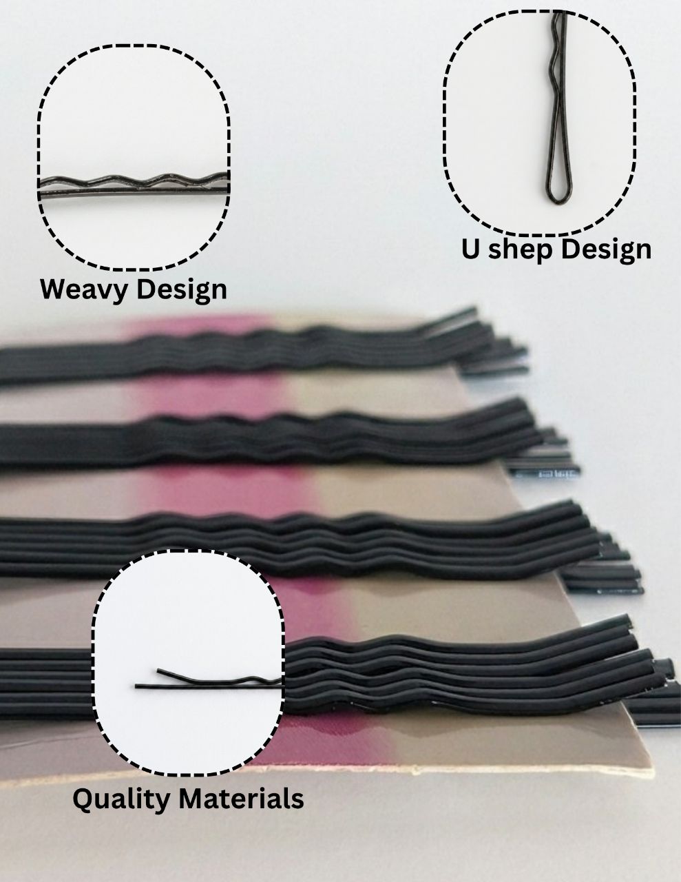 Black Zig Zag Metal Hair Clips for Women & Girls | Hair Pin Combo | Strong Hold Hair Accessories (Pack of 48) | HAB-1