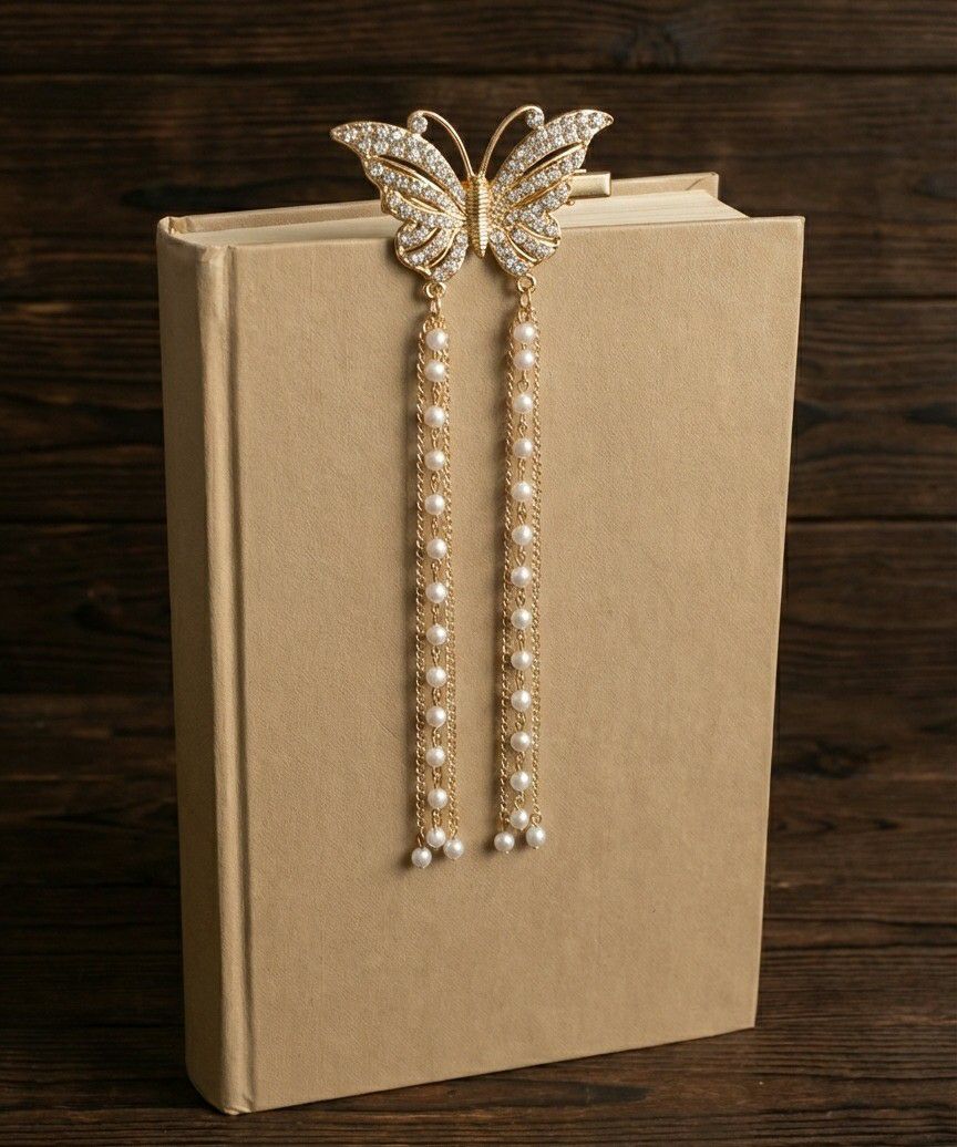 Gold Plated Butterfly Hair Clip for Women | Big AD Stone Metal Hair Pin | Long Hair Styling Accessory | H-6