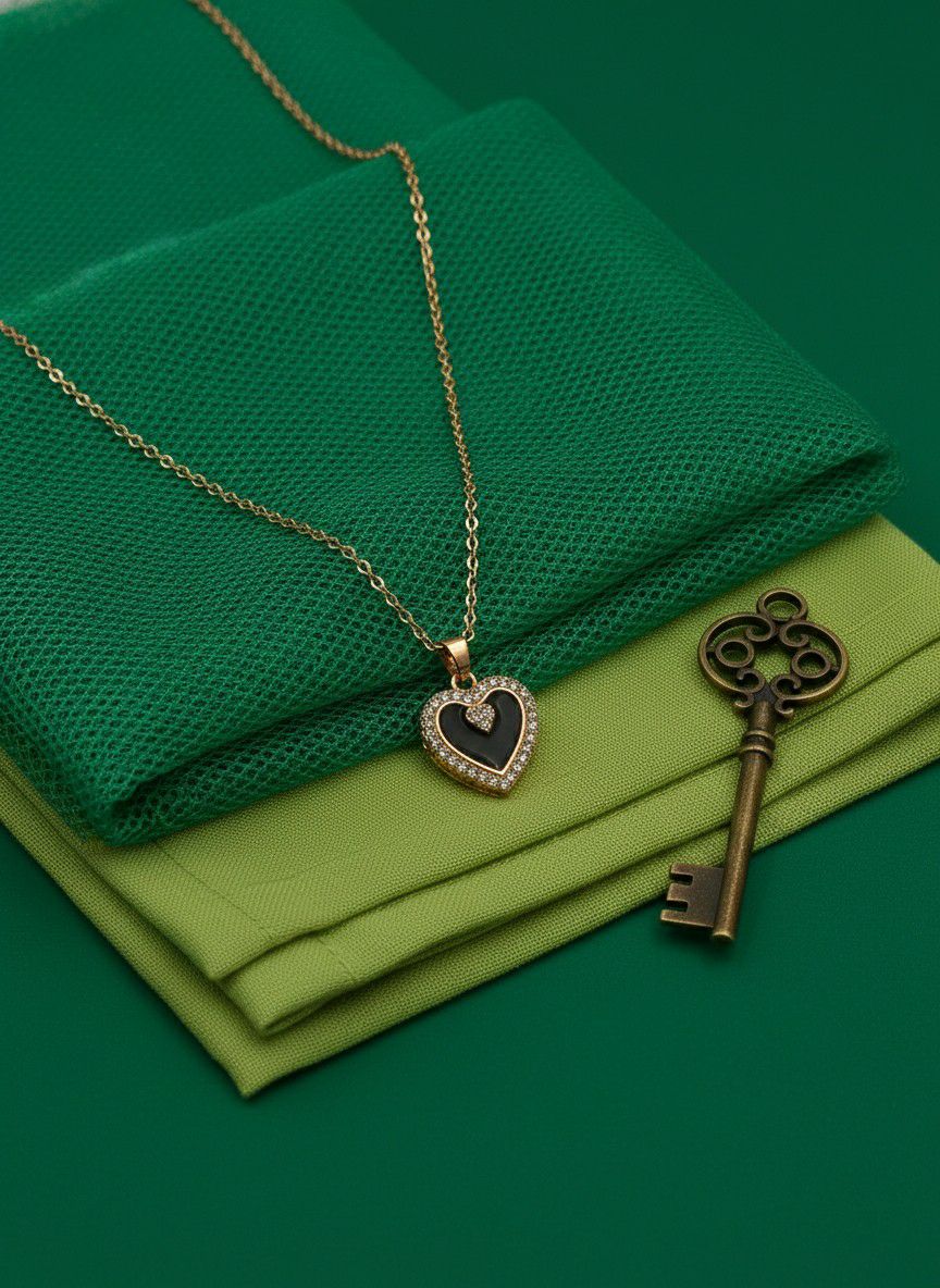 Rose Gold Plated American Diamond Heart Pendant Chain for Women | Short Heart Necklace | Brass & Steel Jewellery | CP-35
