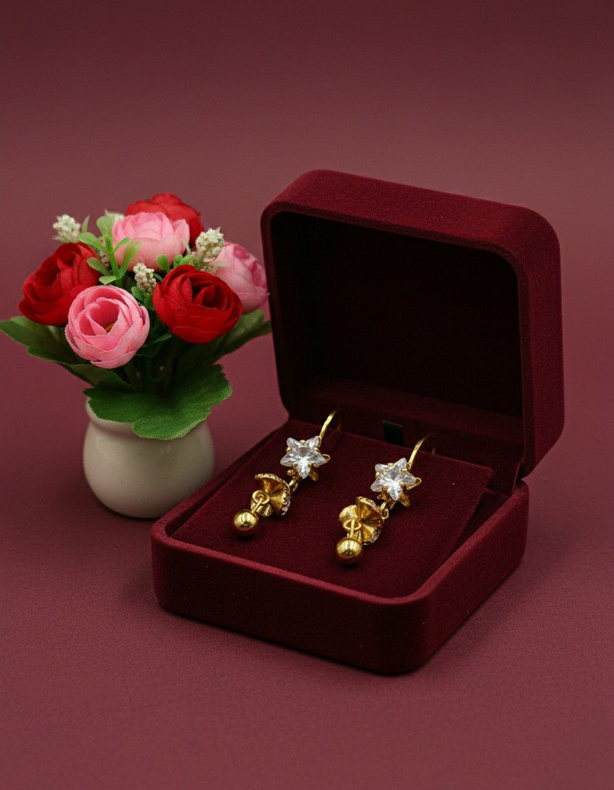 Gold Plated American Diamond Mini Jhumka Earrings for Women | Minimal Brass Earrings | Daily Wear Jewellery  | Imitation Jewellery | EA-37