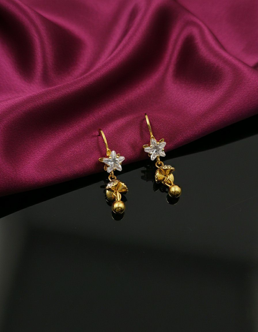 Gold Plated American Diamond Mini Jhumka Earrings for Women | Minimal Brass Earrings | Daily Wear Jewellery  | Imitation Jewellery | EA-37