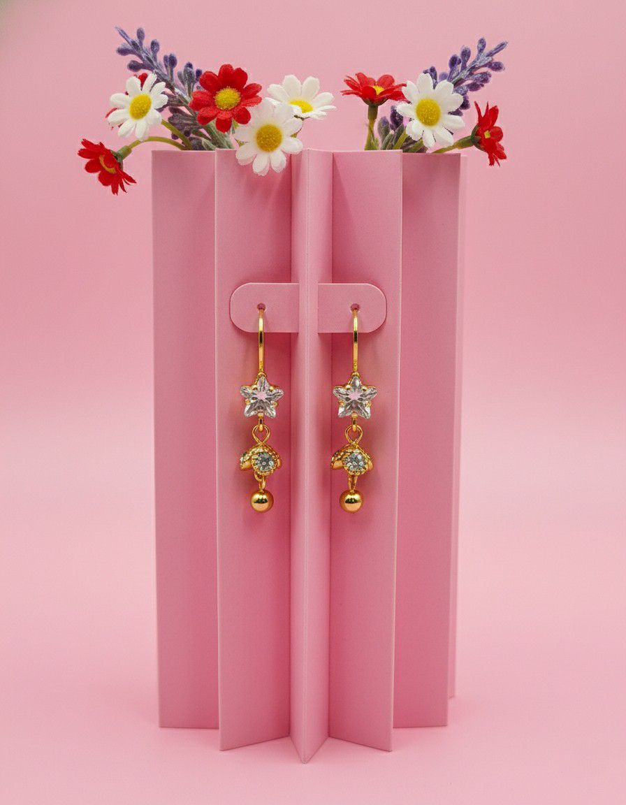 Gold Plated American Diamond Mini Jhumka Earrings for Women | Minimal Brass Earrings | Daily Wear Jewellery | EA-37
