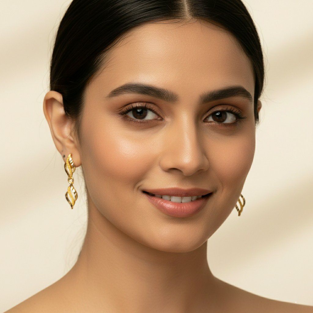 Gold Plated Minimal Stud Earrings for Women | Lightweight Brass Earrings | Daily Wear Jewellery | EA-38