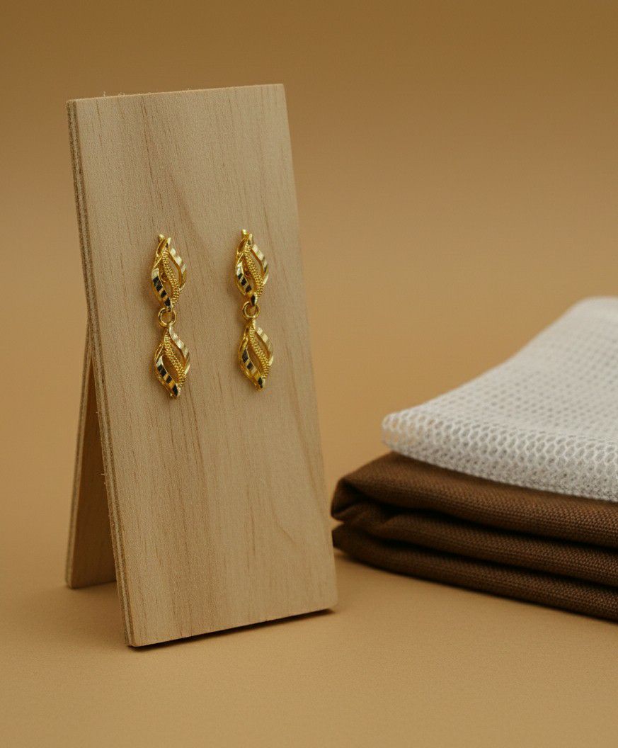 Gold Plated Minimal Stud Earrings for Women | Lightweight Brass Earrings | Daily Wear Jewellery | EA-38