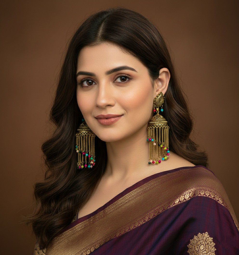 Gold Plated Traditional Jhumka Earrings for Women | Long Brass Ethnic Jhumki | Lightweight Party & Wedding Jewellery | EA-47
