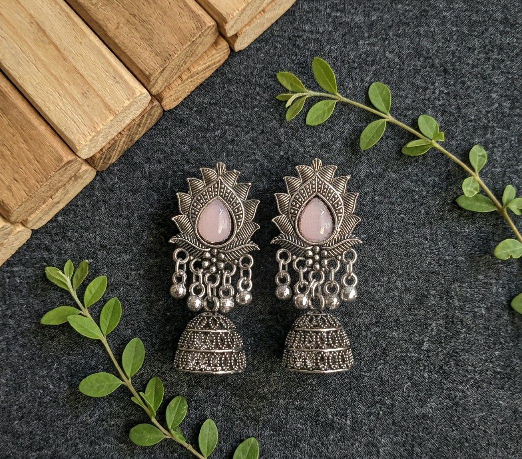 Silver Plated Jhumka Earrings for Women | Traditional Long Latkan Jhumki | Brass Ethnic Jewellery | EA-49
