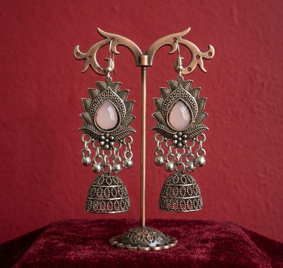 Silver Plated Jhumka Earrings for Women | Traditional Long Latkan Jhumki | Brass Ethnic Jewellery | EA-49