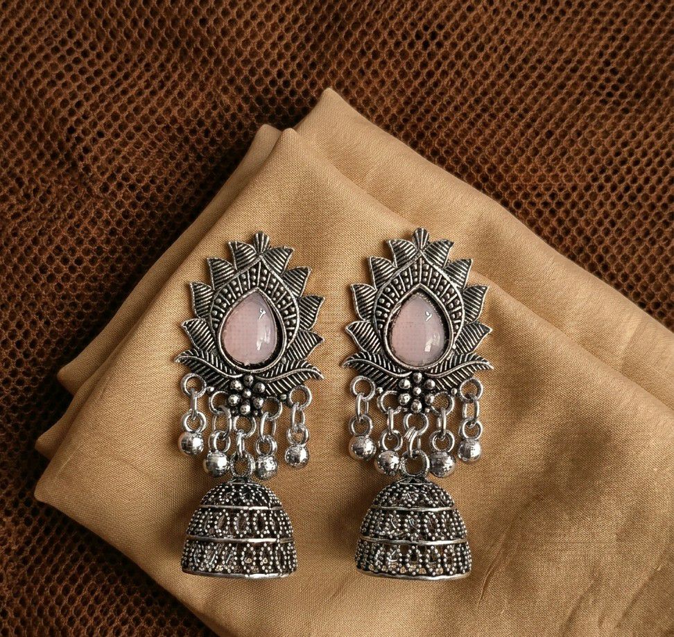 Silver Plated Jhumka Earrings for Women | Traditional Long Latkan Jhumki | Brass Ethnic Jewellery | EA-49