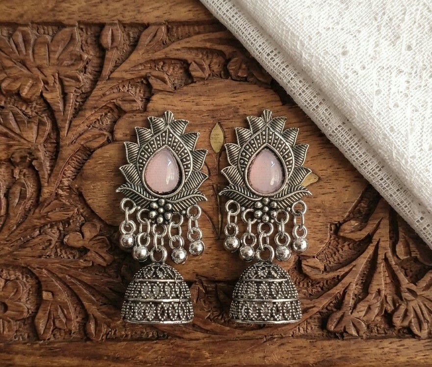 Silver Plated Jhumka Earrings for Women | Traditional Long Latkan Jhumki | Brass Ethnic Jewellery | EA-49