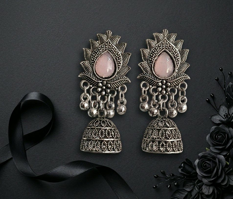Silver Plated Jhumka Earrings for Women | Traditional Long Latkan Jhumki | Brass Ethnic Jewellery | EA-49
