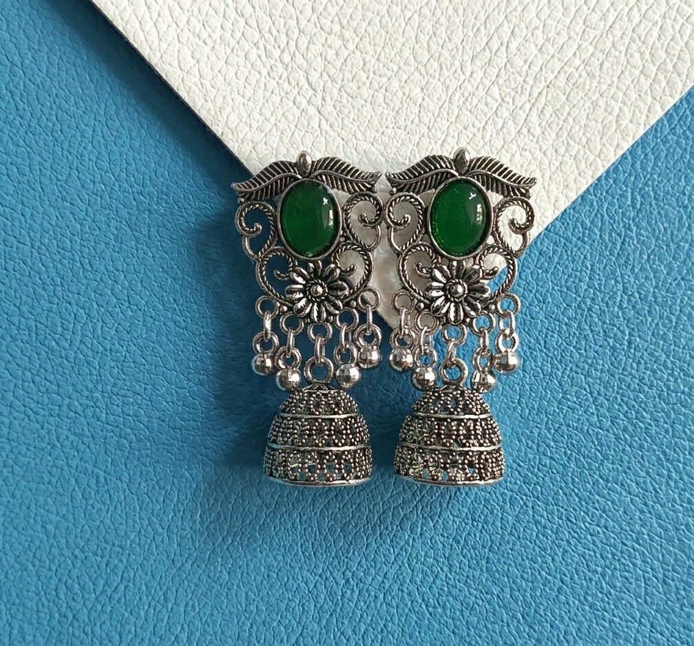 Silver Plated Jhumka Earrings for Women | Traditional Long Latkan Jhumki | Brass Ethnic Jewellery | EA-51