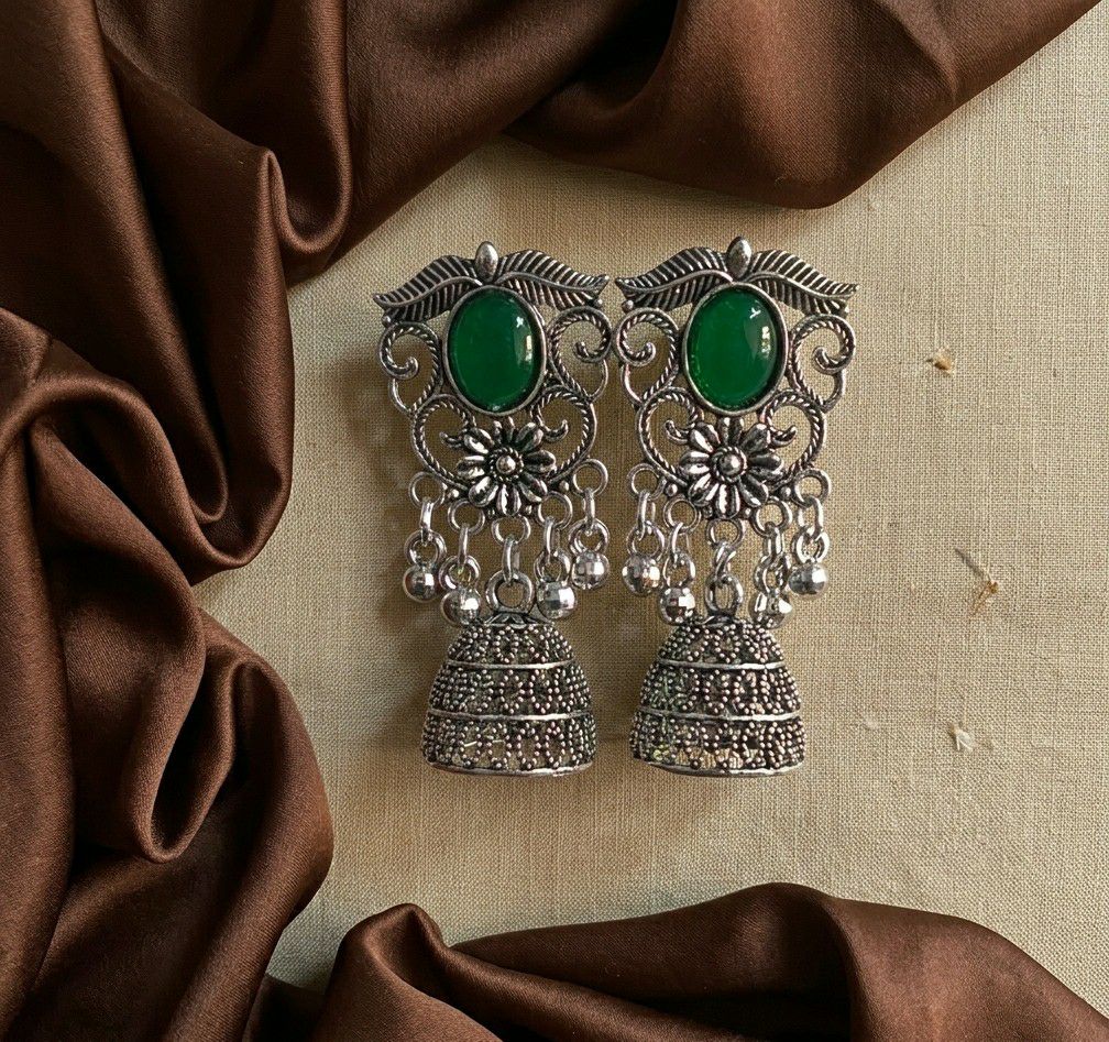 Silver Plated Jhumka Earrings for Women | Traditional Long Latkan Jhumki | Brass Ethnic Jewellery | EA-51