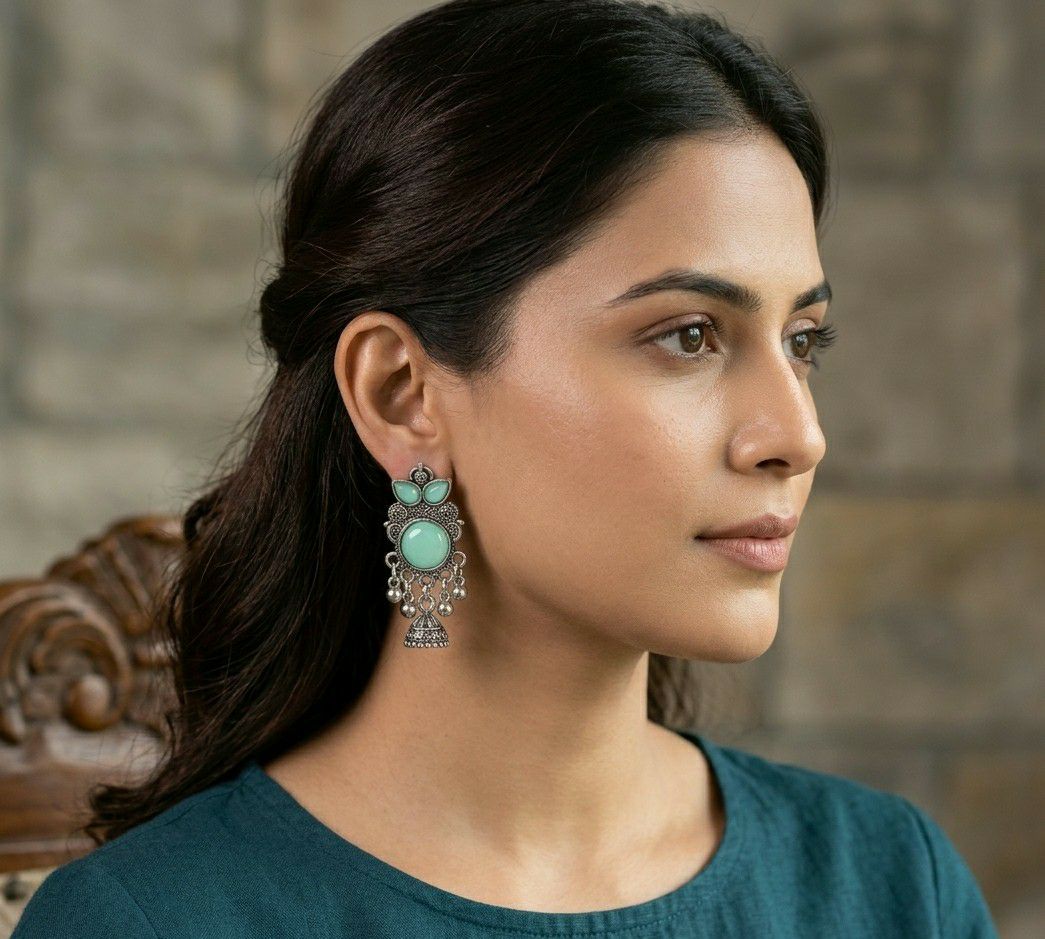 Silver Plated Jhumka Earrings for Women | Traditional Long Latkan Jhumki | Brass Ethnic Jewellery | EA-52