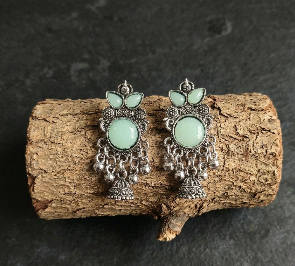 Silver Plated Jhumka Earrings for Women | Traditional Long Latkan Jhumki | Brass Ethnic Jewellery | EA-52