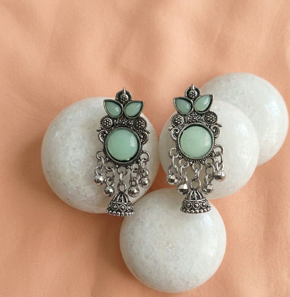 Silver Plated Jhumka Earrings for Women | Traditional Long Latkan Jhumki | Brass Ethnic Jewellery | EA-52