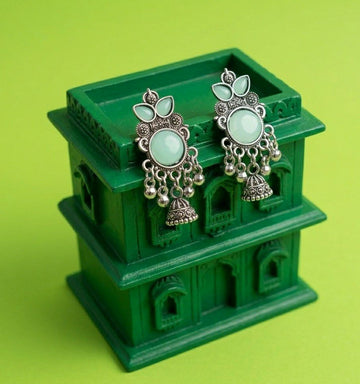 Silver Plated Jhumka Earrings for Women | Traditional Long Latkan Jhumki | Brass Ethnic Jewellery | EA-52