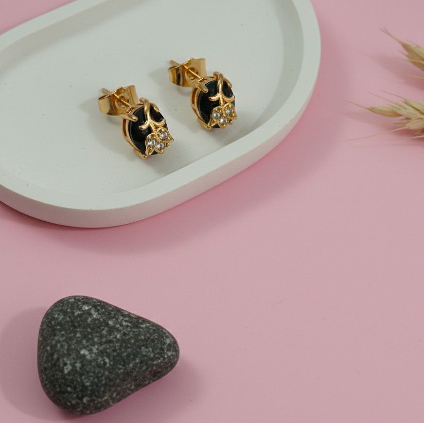 Gold Plated American Diamond Multicolor Stud Earrings for Women | Small Brass Earrings | Daily Wear Jewellery | EA-24