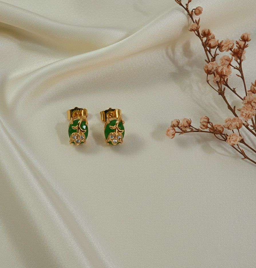 Gold Plated American Diamond Multicolor Stud Earrings for Women | Small Brass Earrings | Daily Wear Jewellery | EA-24