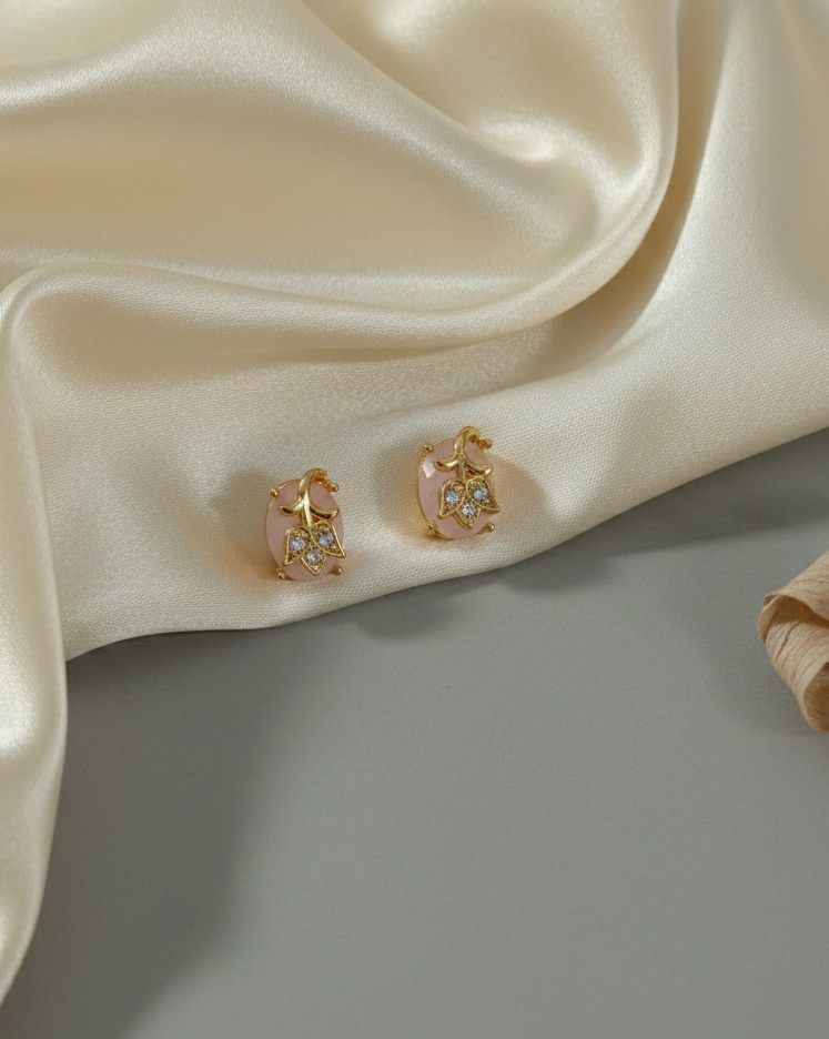 Gold Plated American Diamond Multicolor Stud Earrings for Women | Small Brass Earrings | Daily Wear Jewellery | EA-24