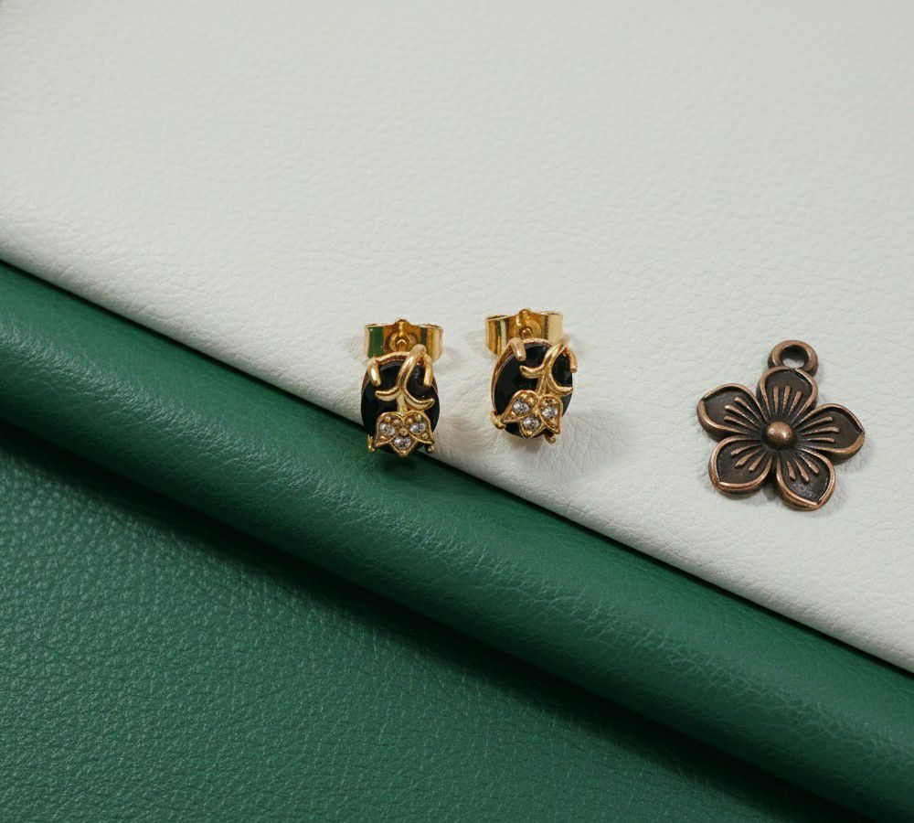 Gold Plated American Diamond Multicolor Stud Earrings for Women | Small Brass Earrings | Daily Wear Jewellery | EA-24