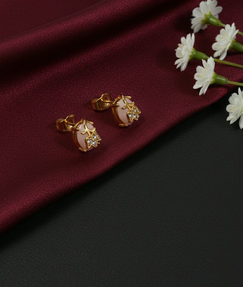 Gold Plated American Diamond Multicolor Stud Earrings for Women | Small Brass Earrings | Daily Wear Jewellery | EA-24