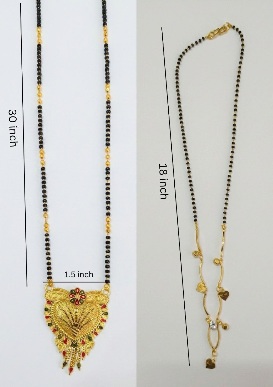 Gold Plated Long Mangalsutra Set for Women | South Indian Single Strand Dokiya Mangalsutra (30" + 18") | Minimal Traditional Jewellery | M-43  Alternative Titles