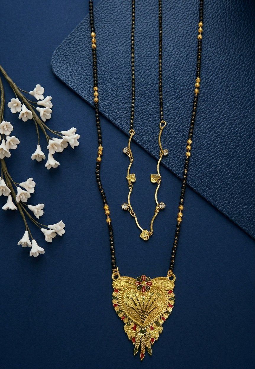 Gold Plated Long Mangalsutra Set for Women | South Indian Single Strand Dokiya Mangalsutra (30" + 18") | Minimal Traditional Jewellery | M-43  Alternative Titles
