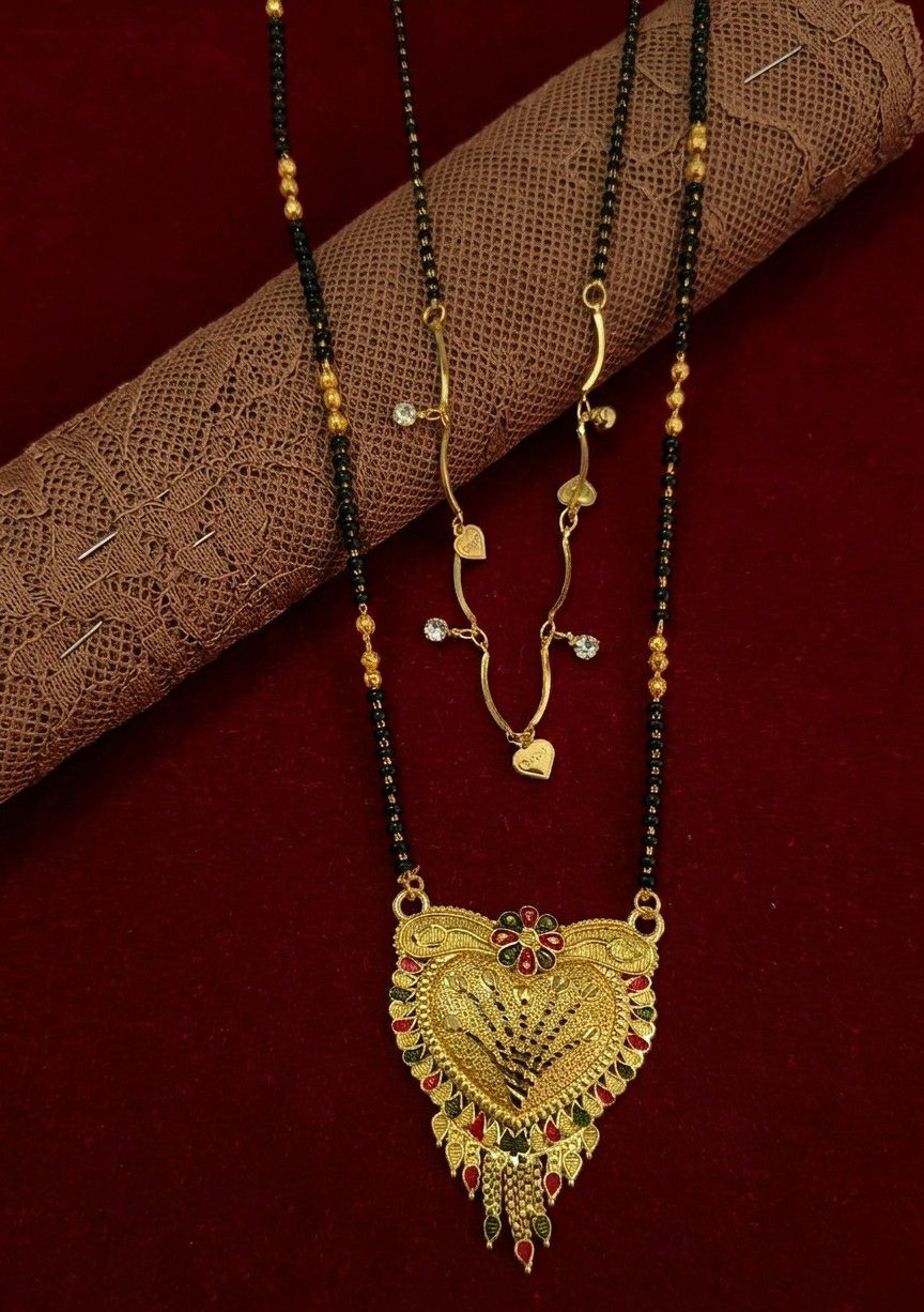 Gold Plated Long Mangalsutra Set for Women | South Indian Single Strand Dokiya Mangalsutra (30" + 18") | Minimal Traditional Jewellery | M-43  Alternative Titles