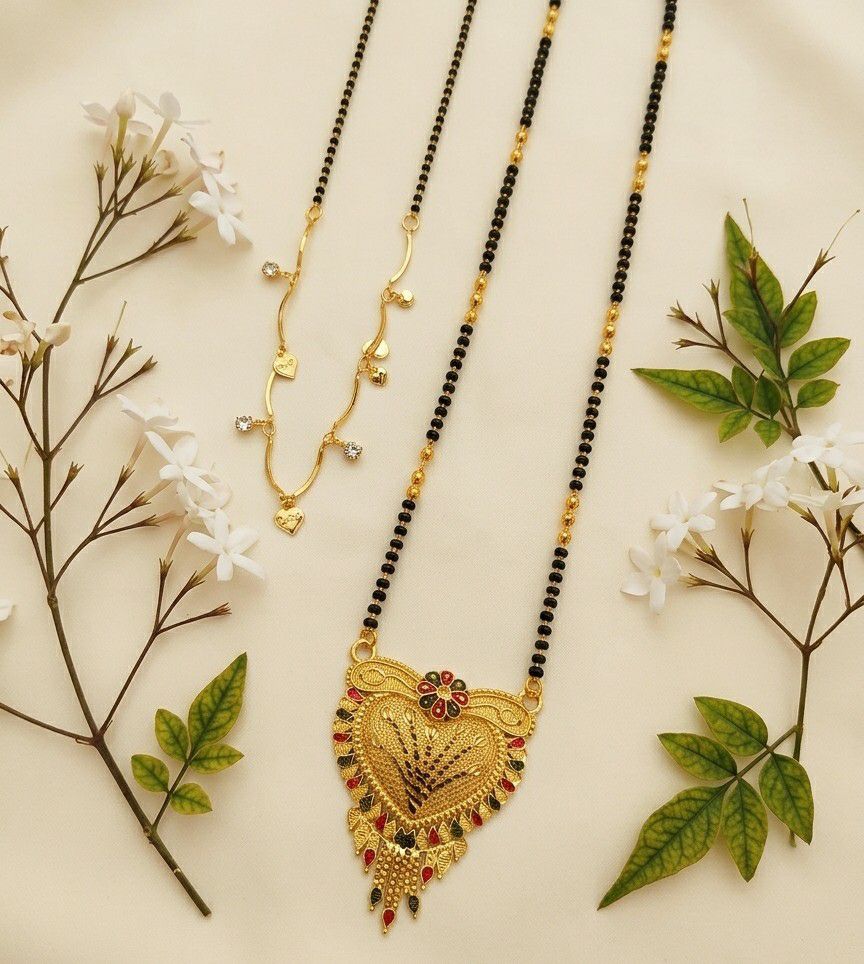 Gold Plated Long Mangalsutra Set for Women | South Indian Single Strand Dokiya Mangalsutra (30" + 18") | Minimal Traditional Jewellery | M-43  Alternative Titles