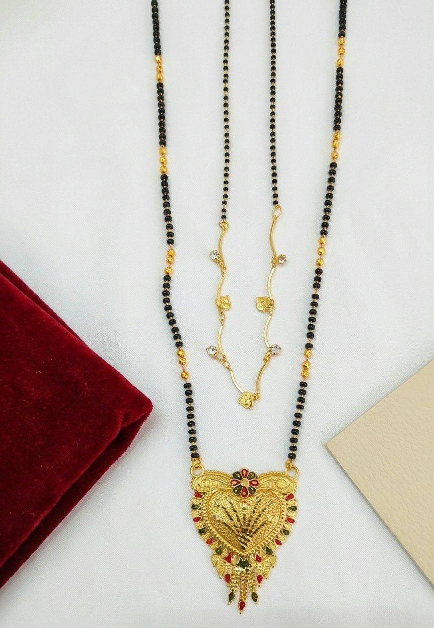 Gold Plated Long Mangalsutra Set for Women | South Indian Single Strand Dokiya Mangalsutra (30" + 18") | Minimal Traditional Jewellery | M-43  Alternative Titles