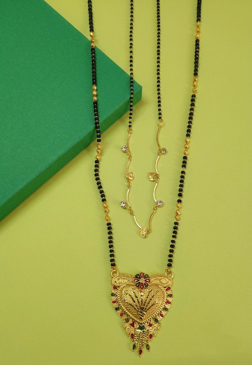 Gold Plated Long Mangalsutra Set for Women | South Indian Single Strand Dokiya Mangalsutra (30" + 18") | Minimal Traditional Jewellery | M-43  Alternative Titles