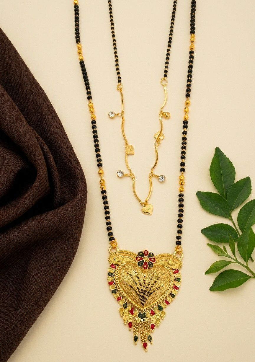 Gold Plated Long Mangalsutra Set for Women | South Indian Single Strand Dokiya Mangalsutra (30" + 18") | Minimal Traditional Jewellery | M-43  Alternative Titles