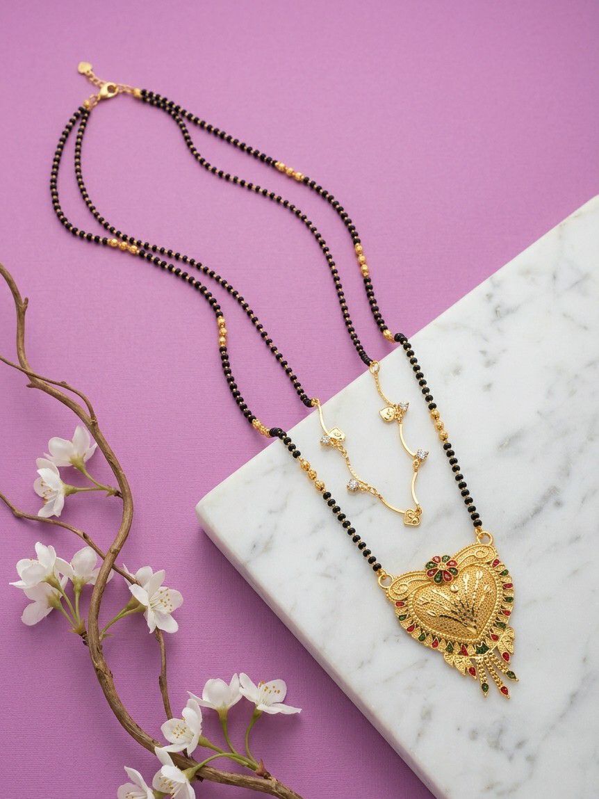 Gold Plated Long Mangalsutra Set for Women | South Indian Single Strand Dokiya Mangalsutra (30" + 18") | Minimal Traditional Jewellery | M-43  Alternative Titles