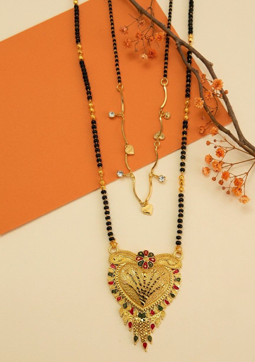 Gold Plated Long Mangalsutra Set for Women | South Indian Single Strand Dokiya Mangalsutra (30" + 18") | Minimal Traditional Jewellery | M-43  Alternative Titles