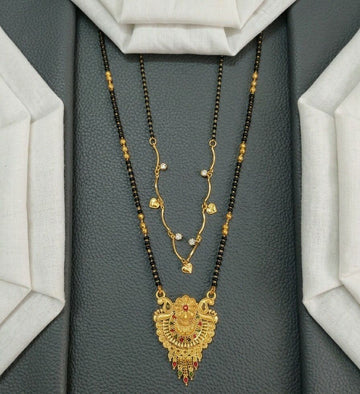 Gold Plated Long Mangalsutra Set for Women | South Indian Single Strand Dokiya Mangalsutra (30" + 18") | Minimal Jewellery | M-44