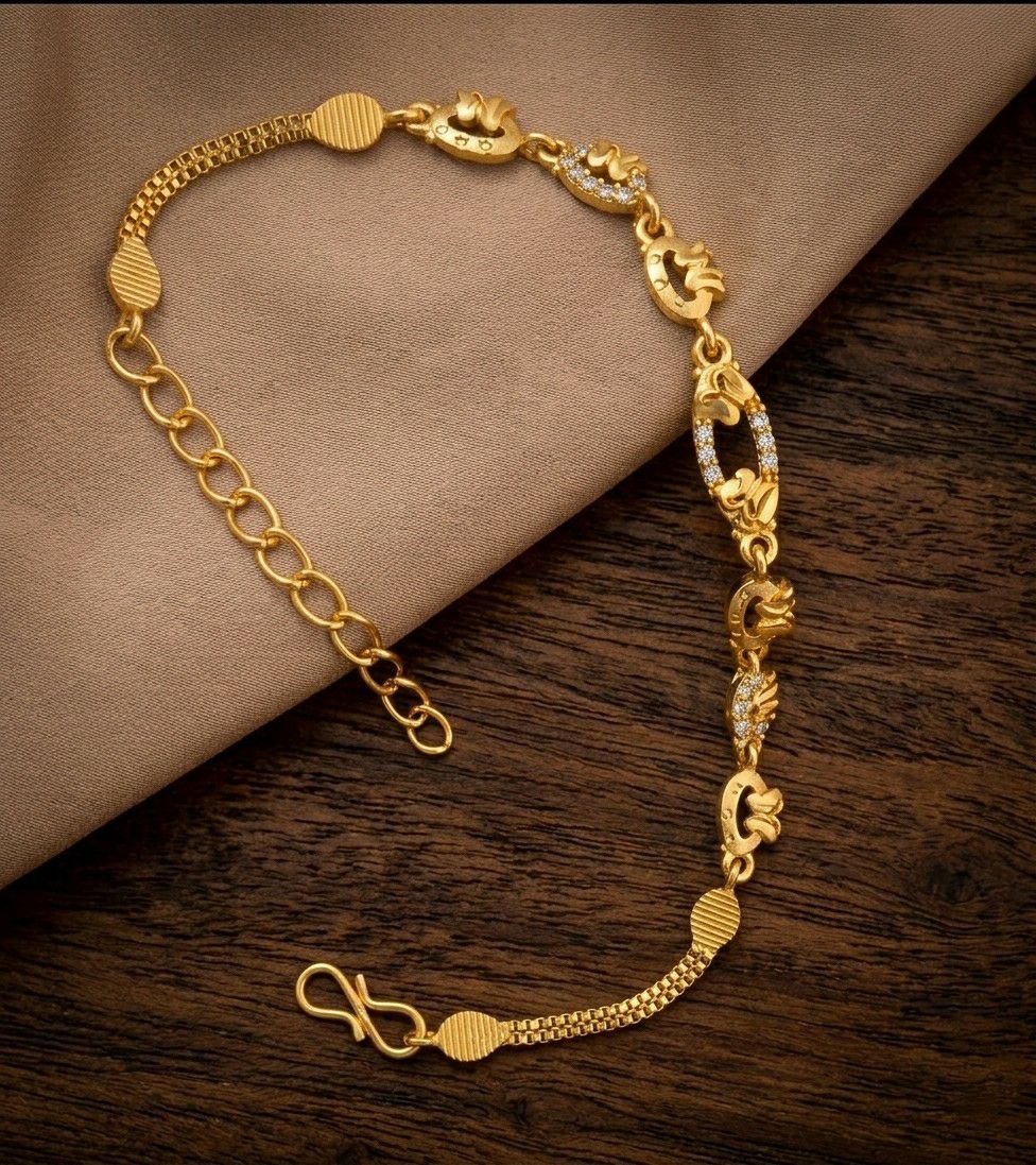 Gold Plated CZ Diamond Chain Bracelet for Women | Adjustable Dabi Peking Fancy Bracelet | Premium Brass Jewellery | B-55