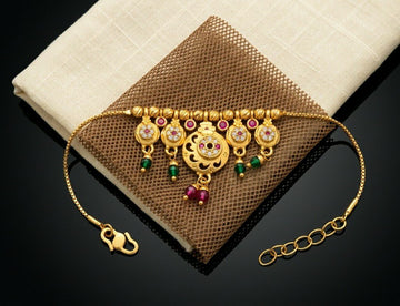 Gold Plated CZ Diamond Jhumar Bracelet for Women | Adjustable Dabi Peking Chain Bracelet | Premium Brass Jewellery | B-56