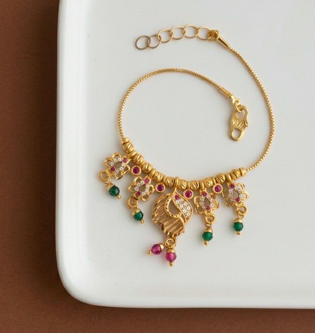 Gold Plated CZ Diamond Jhumar Bracelet for Women | Adjustable Dabi Peking Chain Bracelet | Premium Brass Jewellery | B-57