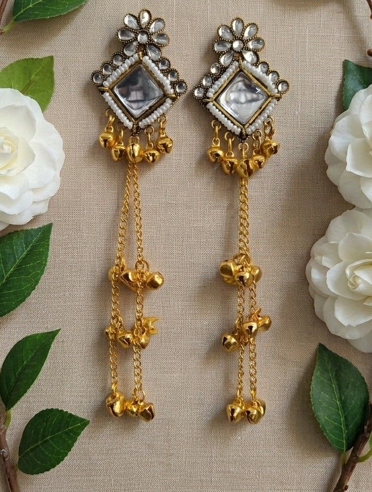 Gold Plated Kashmiri Jhumka Earrings for Women | Long Traditional Latkan Earrings | Ethnic Wedding Jewellery | EA-53