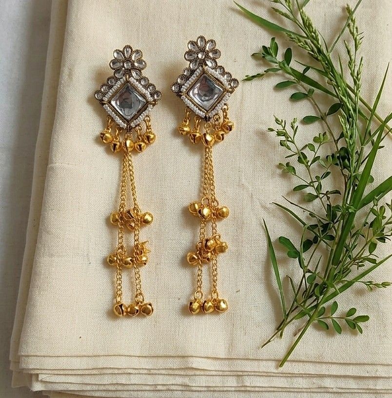 Gold Plated Kashmiri Jhumka Earrings for Women | Long Traditional Latkan Earrings | Ethnic Wedding Jewellery | EA-53