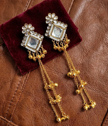 Gold Plated Kashmiri Jhumka Earrings for Women | Long Traditional Latkan Earrings | Ethnic Wedding Jewellery | EA-53