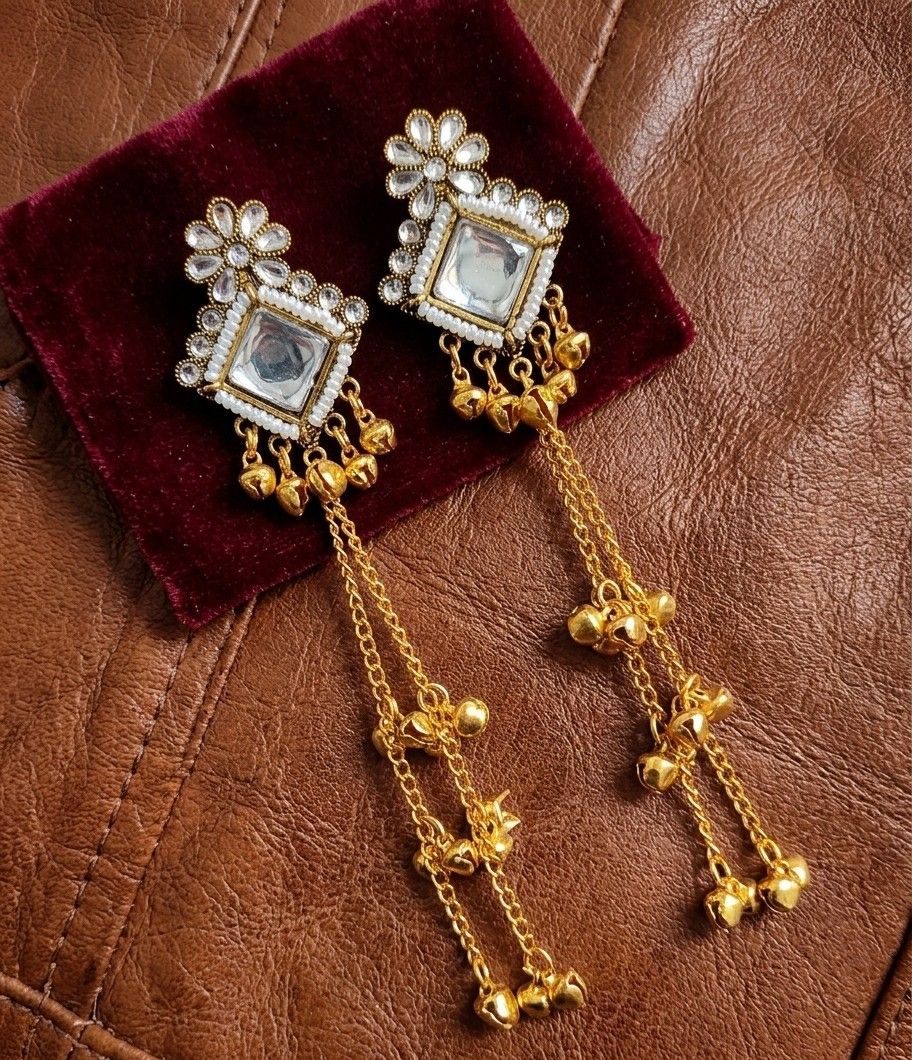 Gold Plated Kashmiri Jhumka Earrings for Women | Long Traditional Latkan Earrings | Ethnic Wedding Jewellery | EA-53