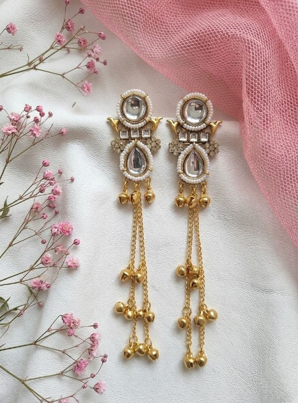 Gold Plated Kashmiri Jhumka Earrings for Women | Long Latkan Traditional Earrings | Ethnic Party Wear Jewellery | EA-54