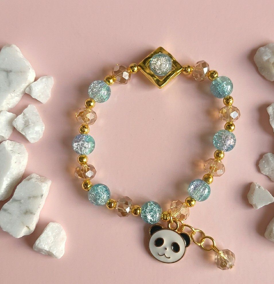 Gold Plated Crystal Beads Bracelet for Women | Adjustable Free Size Slip-On Bracelet | Stylish Daily Wear Jewellery | B-49