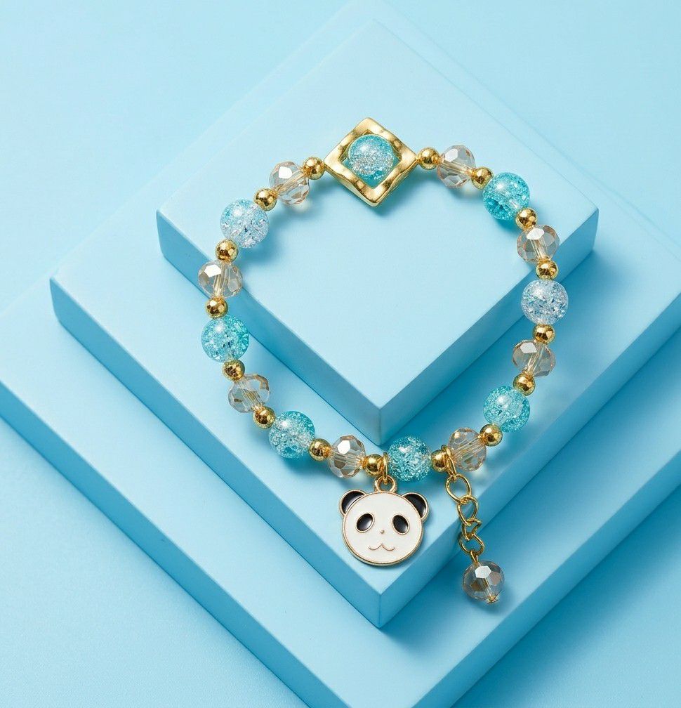 Gold Plated Crystal Beads Bracelet for Women | Adjustable Free Size Slip-On Bracelet | Stylish Daily Wear Jewellery | B-49