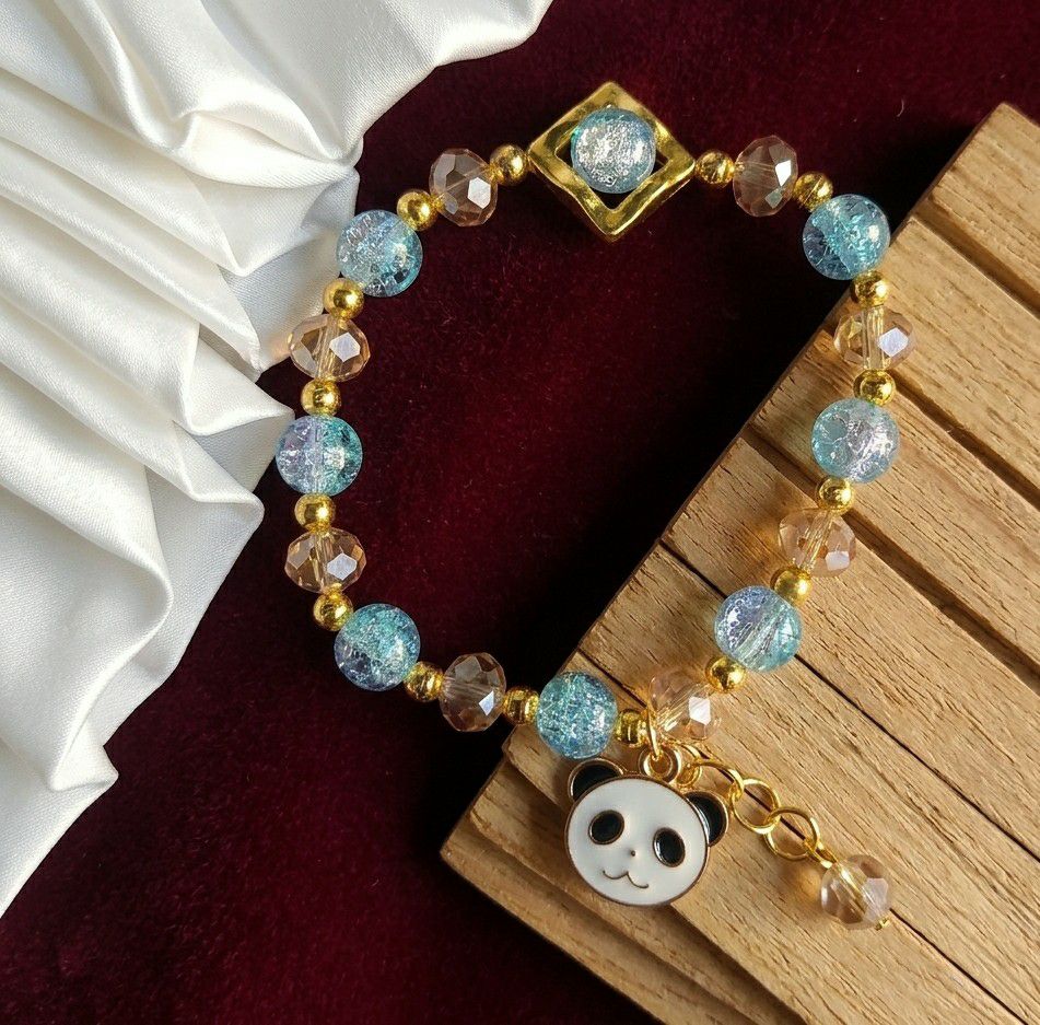 Gold Plated Crystal Beads Bracelet for Women | Adjustable Free Size Slip-On Bracelet | Stylish Daily Wear Jewellery | B-49