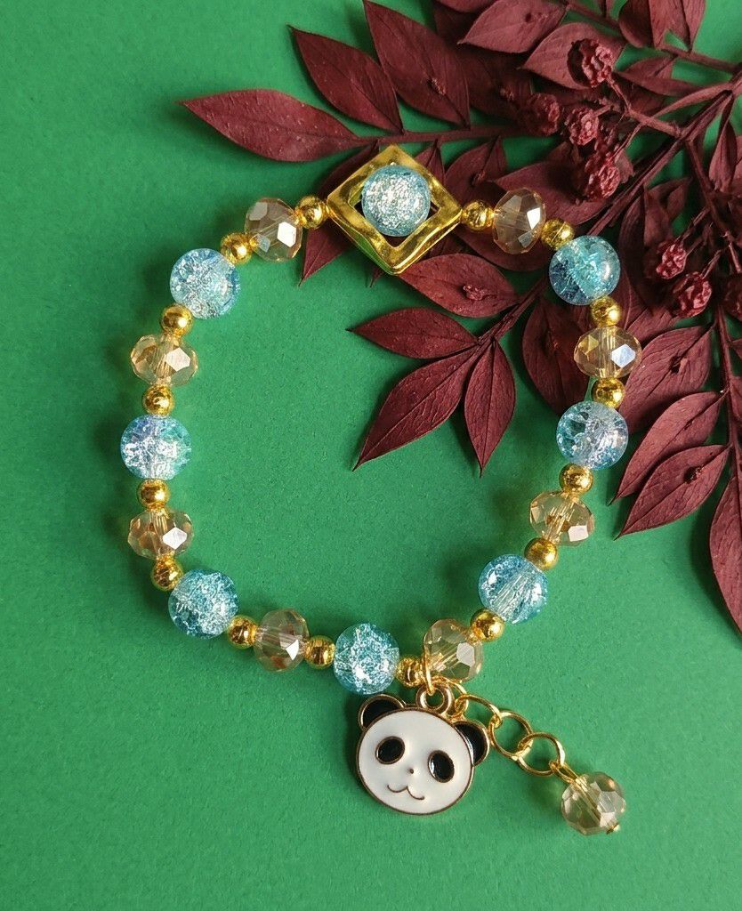 Gold Plated Crystal Beads Bracelet for Women | Adjustable Free Size Slip-On Bracelet | Stylish Daily Wear Jewellery | B-49