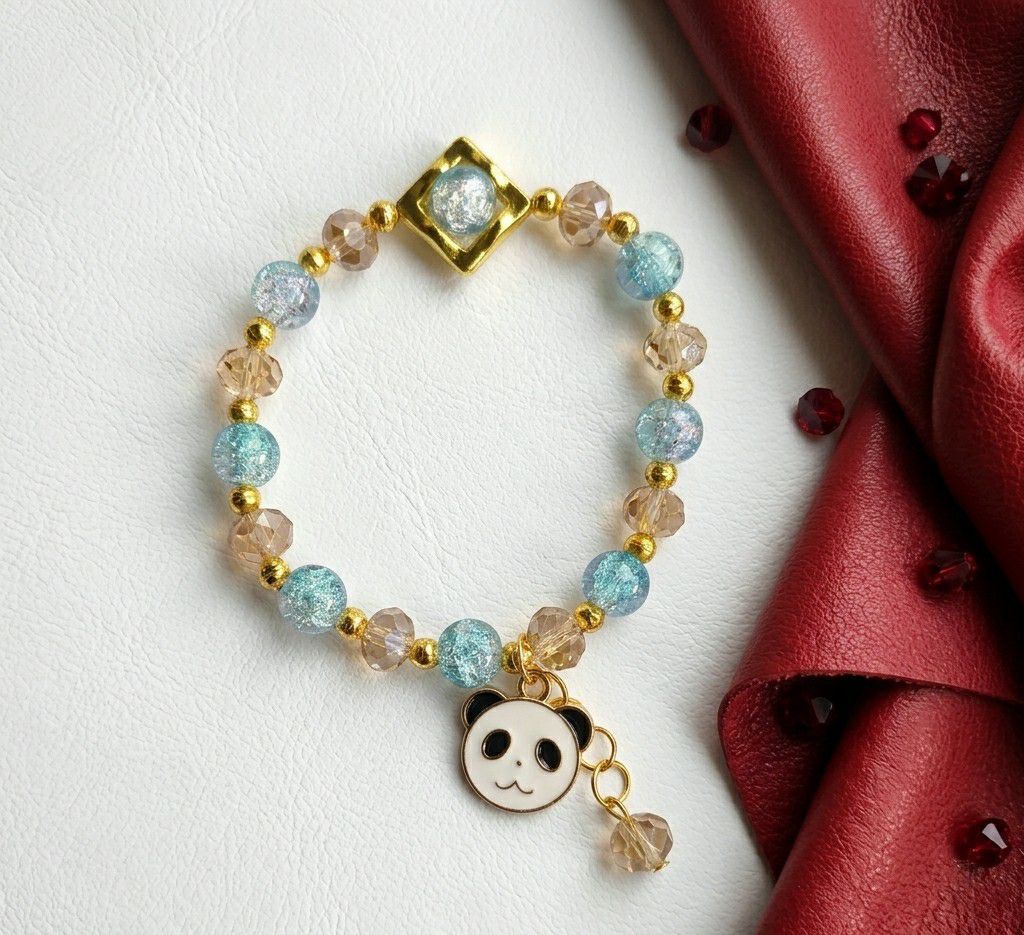 Gold Plated Crystal Beads Bracelet for Women | Adjustable Free Size Slip-On Bracelet | Stylish Daily Wear Jewellery | B-49